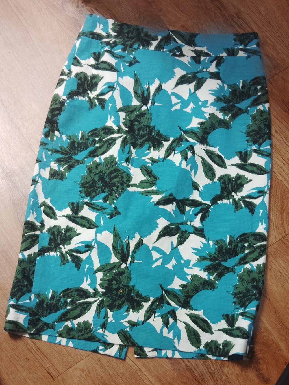 J. Crew Teal Floral Pencil Skirt